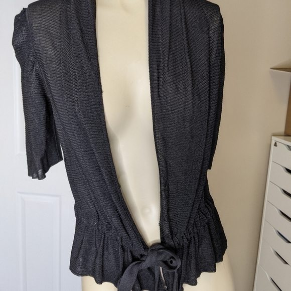 ARMANI collezioni black tie up open cardigan wrap - Picture 6 of 9